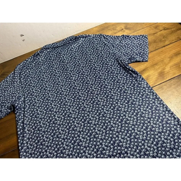 Maelreg Men's Performance Golf Polo Shirt Navy Palm Trees AOP Size Large - Picture 10 of 10